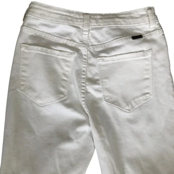 KanCan Womens White Denim Jeans Frayed Hem Cropped Skinny Jeans Size 7/27 - Picture 6 of 14